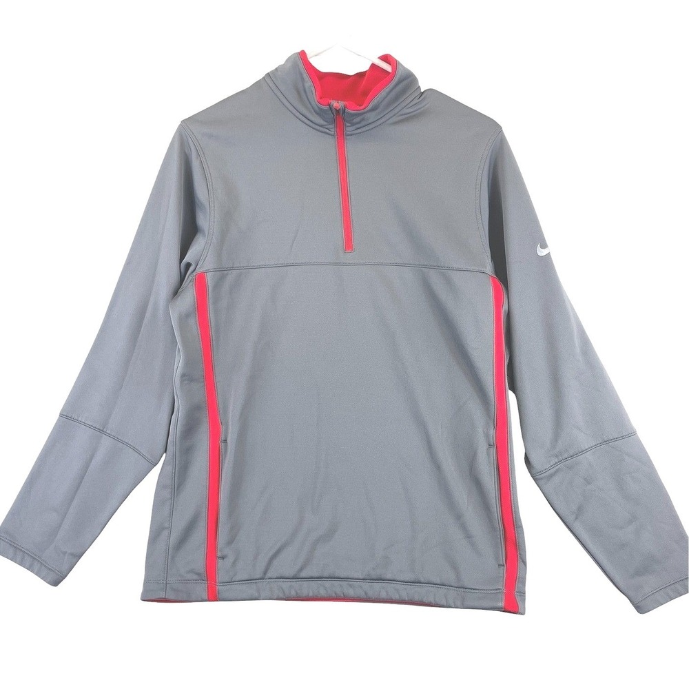 Nike Golf Therma-FIT 1/4 Zip Pullover Sweatshirt Mens XL Gray Red Sporty